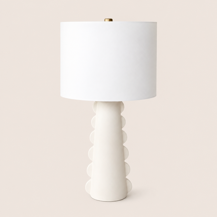 Off White Half Circle Shape Lamp  White Finial &amp; Harp Shape 60X38CM – catalogue view