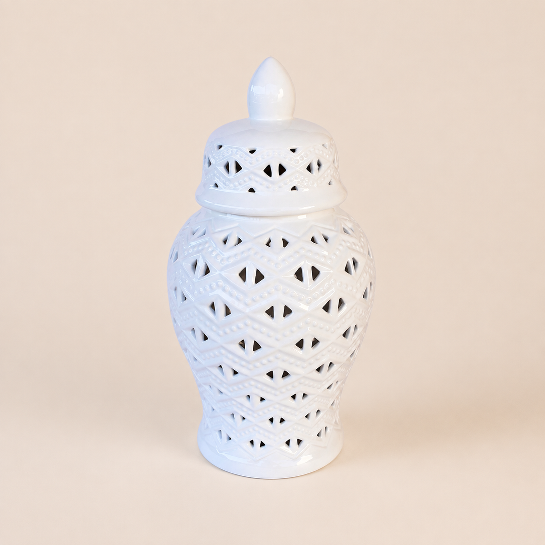 Medium White Cut-Out Ginger Jar 36X37CM catalogue view