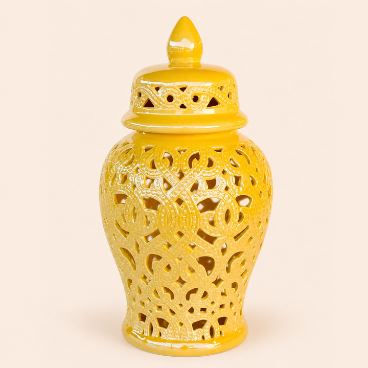 LARGE YELLOW CUT-OUT GINGER JAR 46X23CM catalogue view