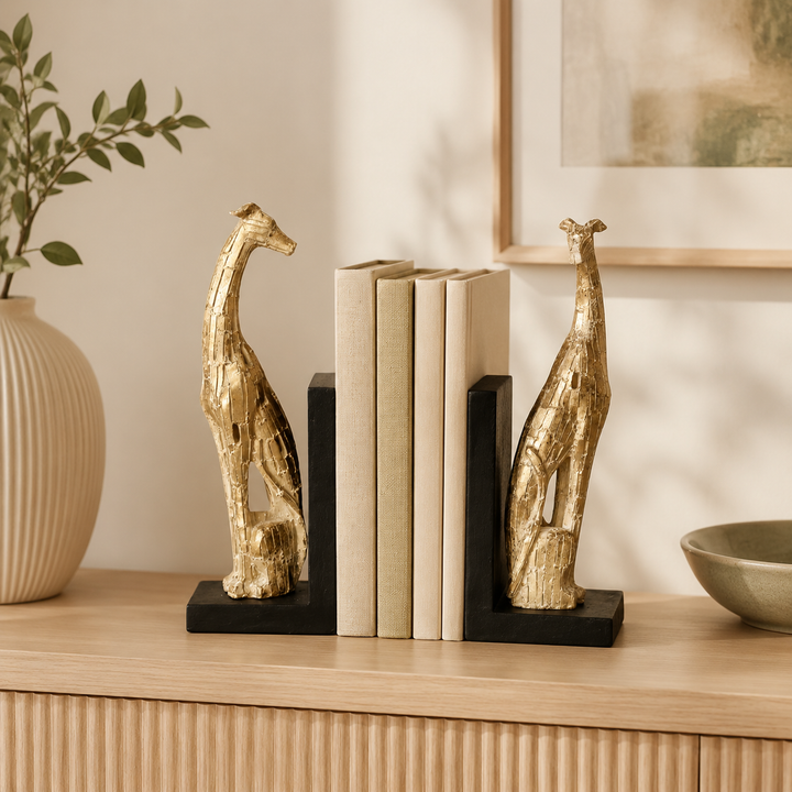 Pair Of Dog Bookends Champagne Colour 30X21.5CM lifestyle view