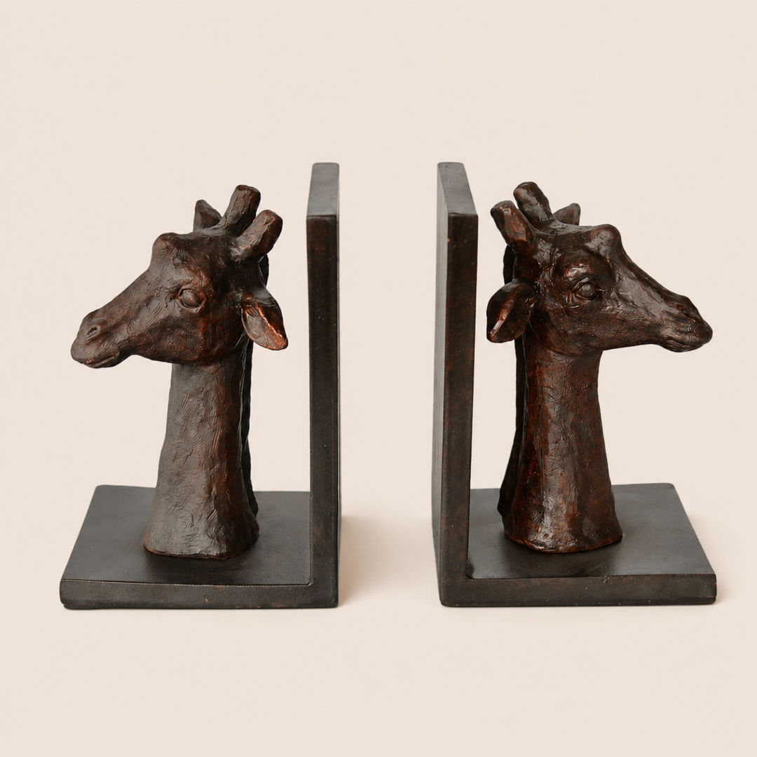 PAIR OF GIRAFFE HEAD BOOK ENDS 20X70X12CM catalogue view
