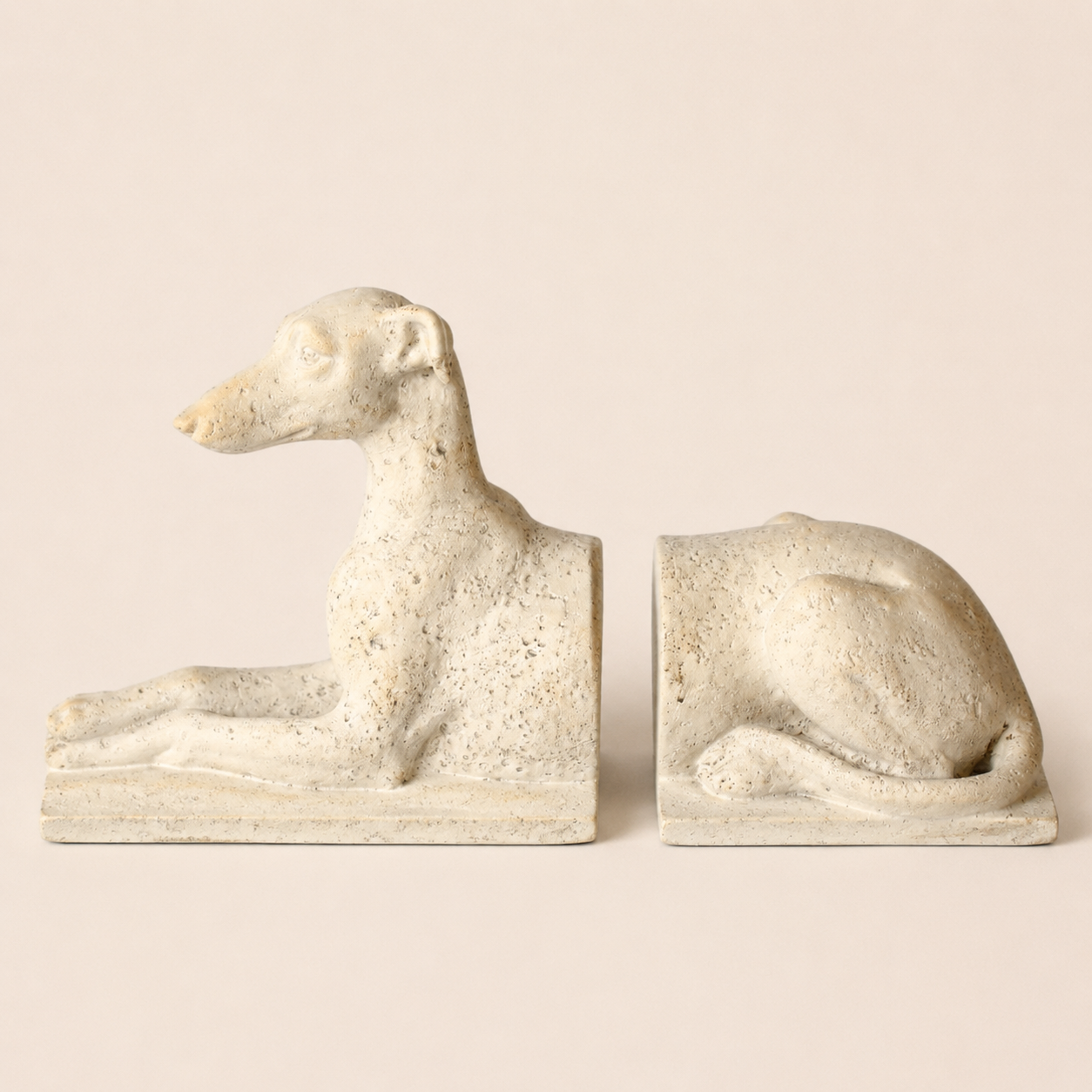 PAIR OF OFF WHITE WHIPPET BOOKENDS 16X30X9CM catalogue view