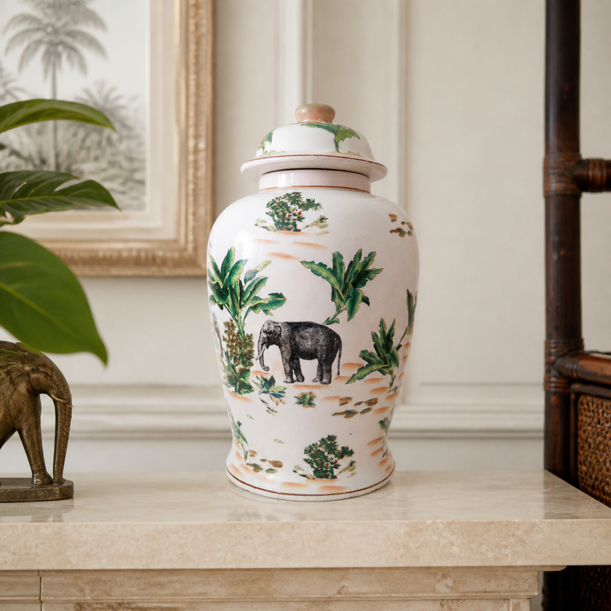 Palm Elephant Ginger jar — luxury lifestyle image