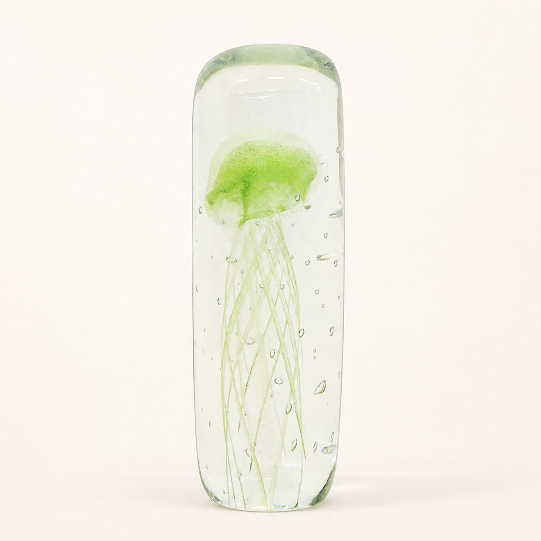 Paperweight jellyfish cylinder mint 18cm catalogue