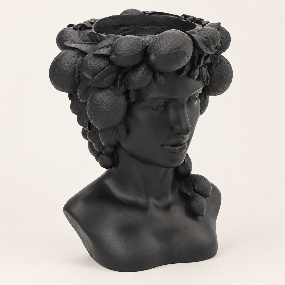 Resin lady head vase black catalogue