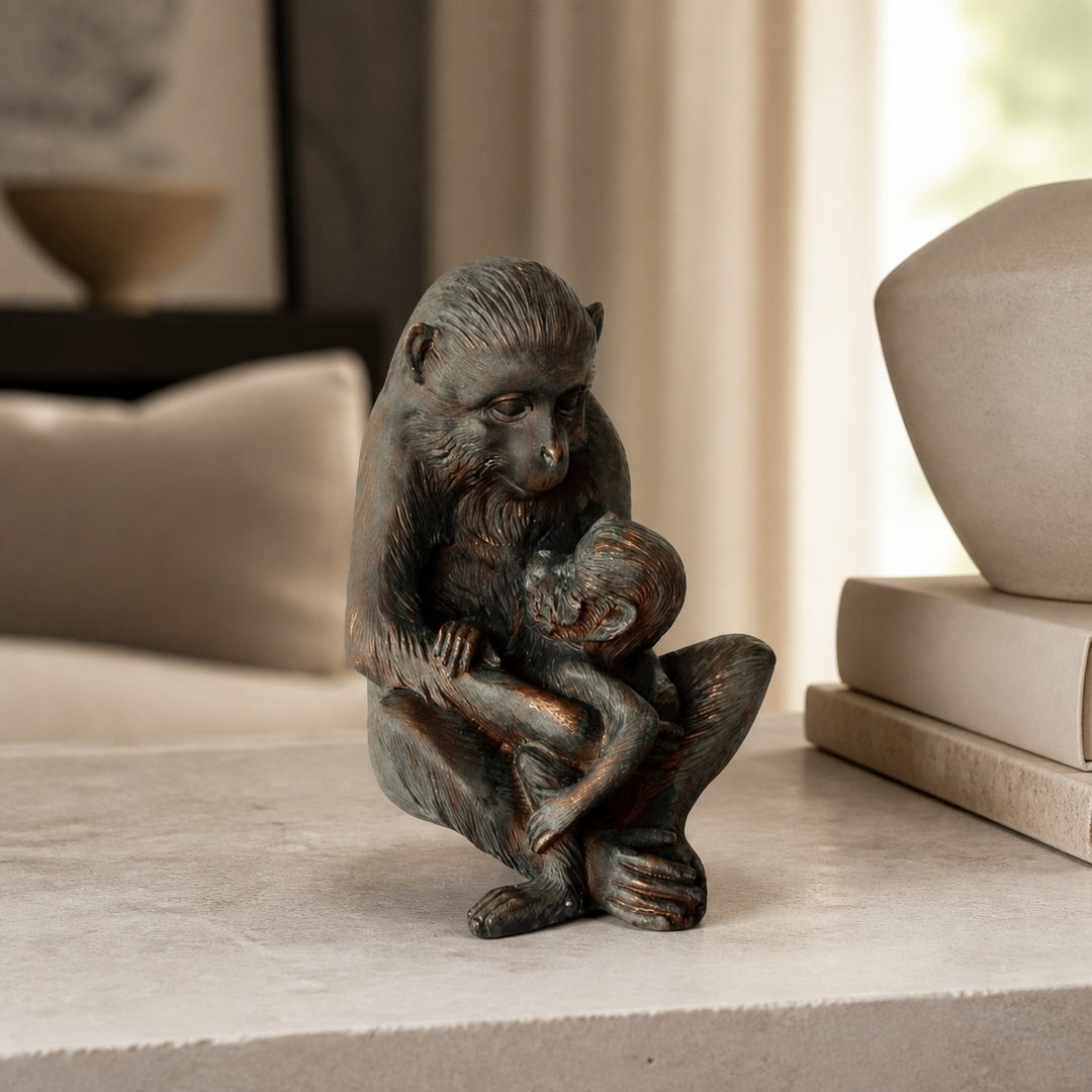 Resin Monkey With Baby in a luxury interior