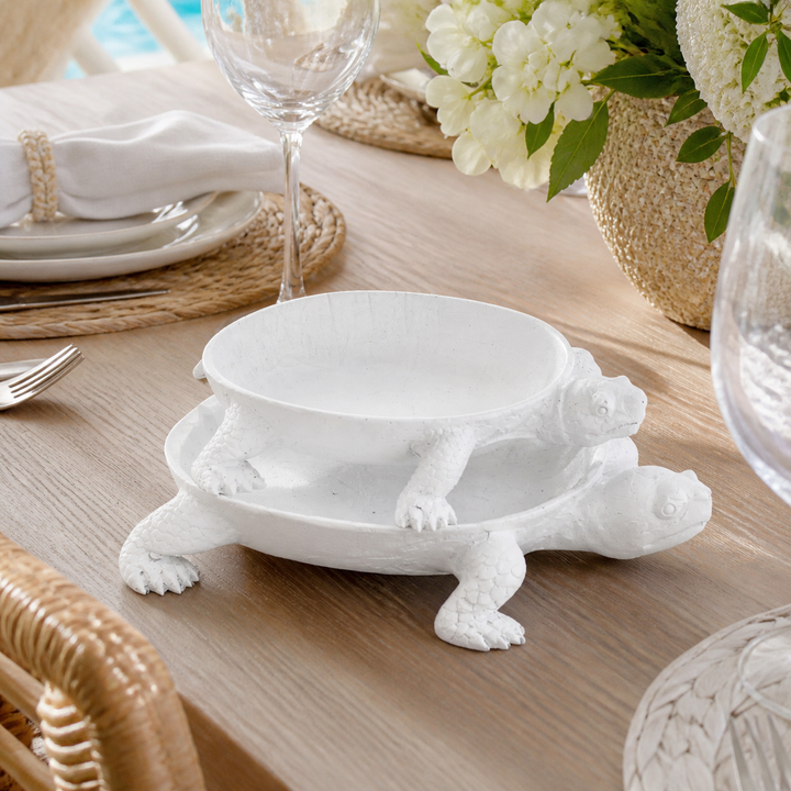 Resin turtle platter white set 2 - luxury lifestyle