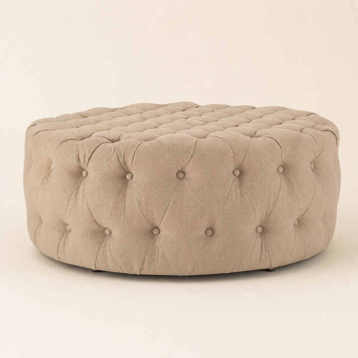Round Deep Button Ottoman — side profile
