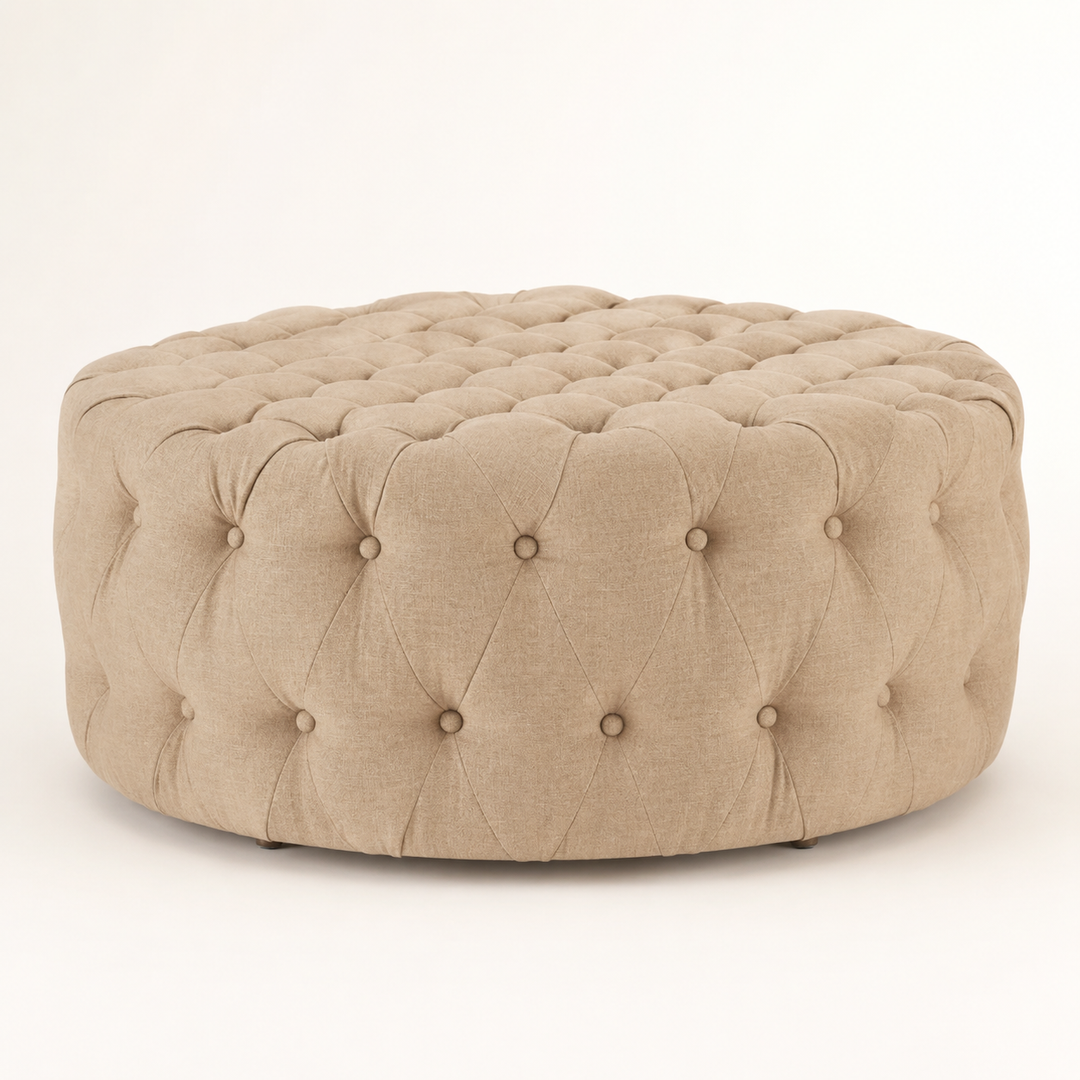 Round Deep Button Ottoman — craftsmanship detail