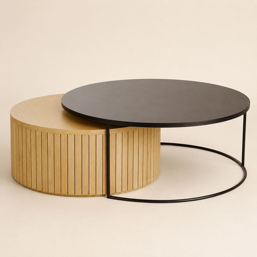 Sagebrook Oak and Black Mdf Coffee Table Set — main product view