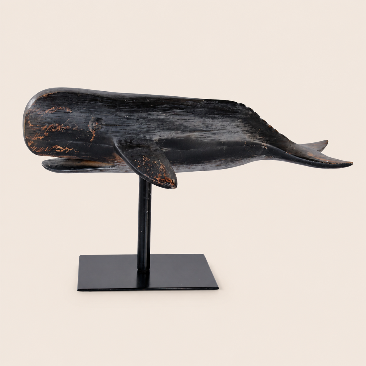 SMALL BLACK WHALE ON STAND 21X21.5X10CM catalogue view