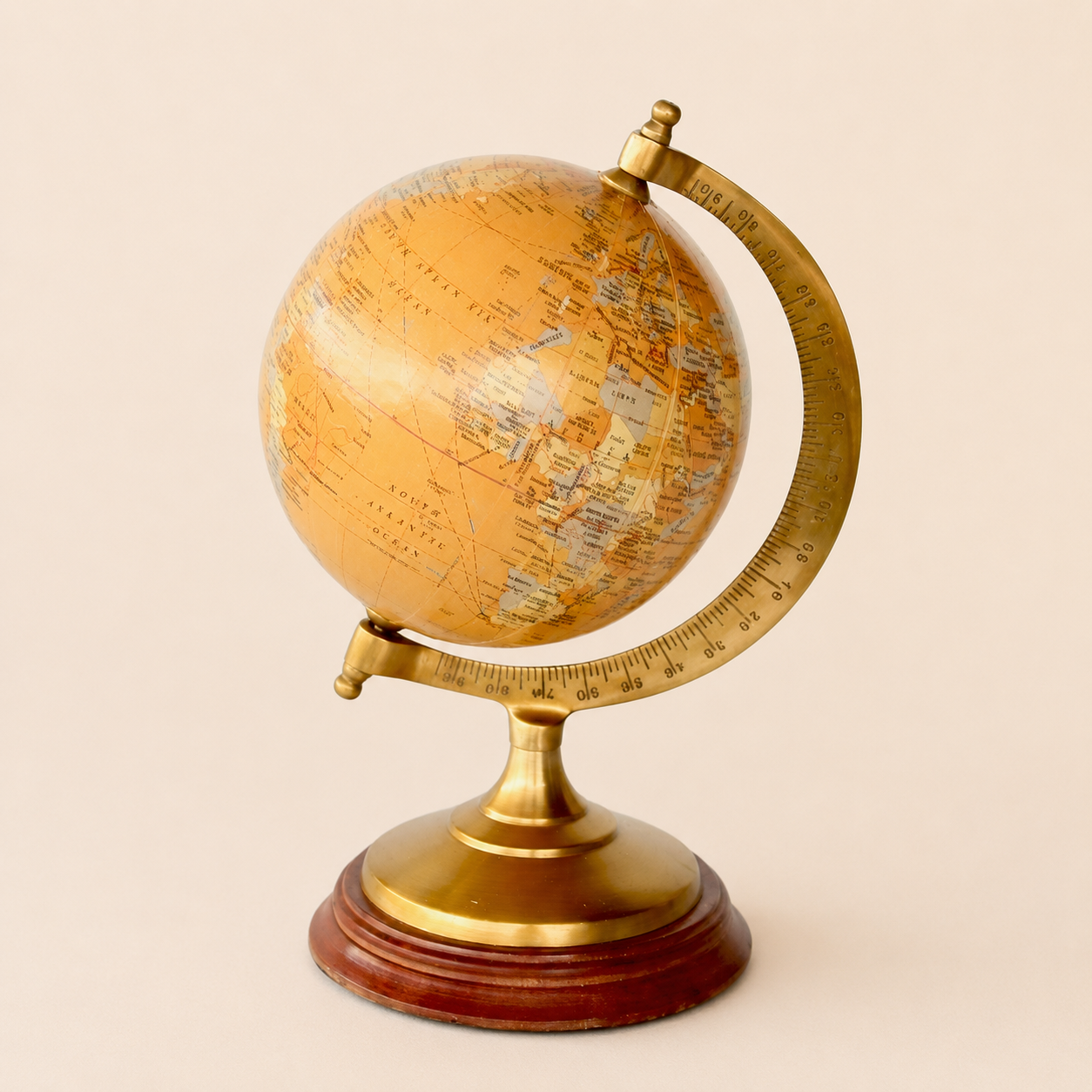 SMALL BRASS & MUSTARD WORLD GLOBE 22X15CM catalogue view