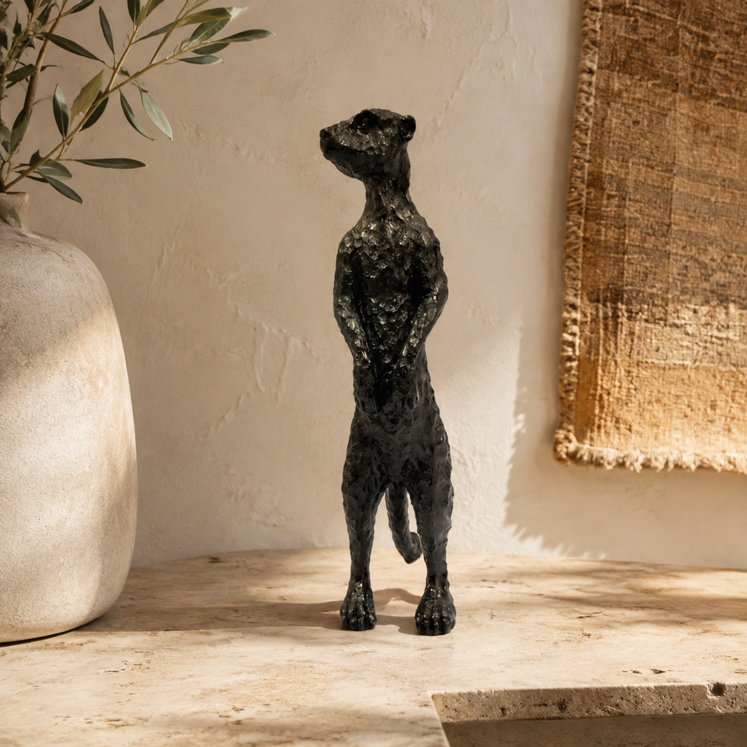 Tavi Meerkat decorative sculpture — luxury interior lifestyle view