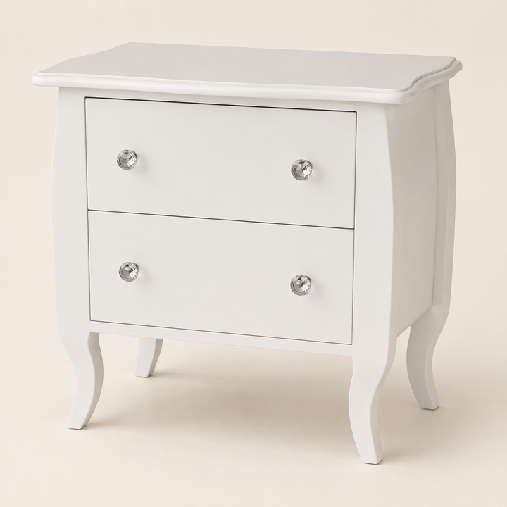 Victor White bedside Table — opposite three-quarter view
