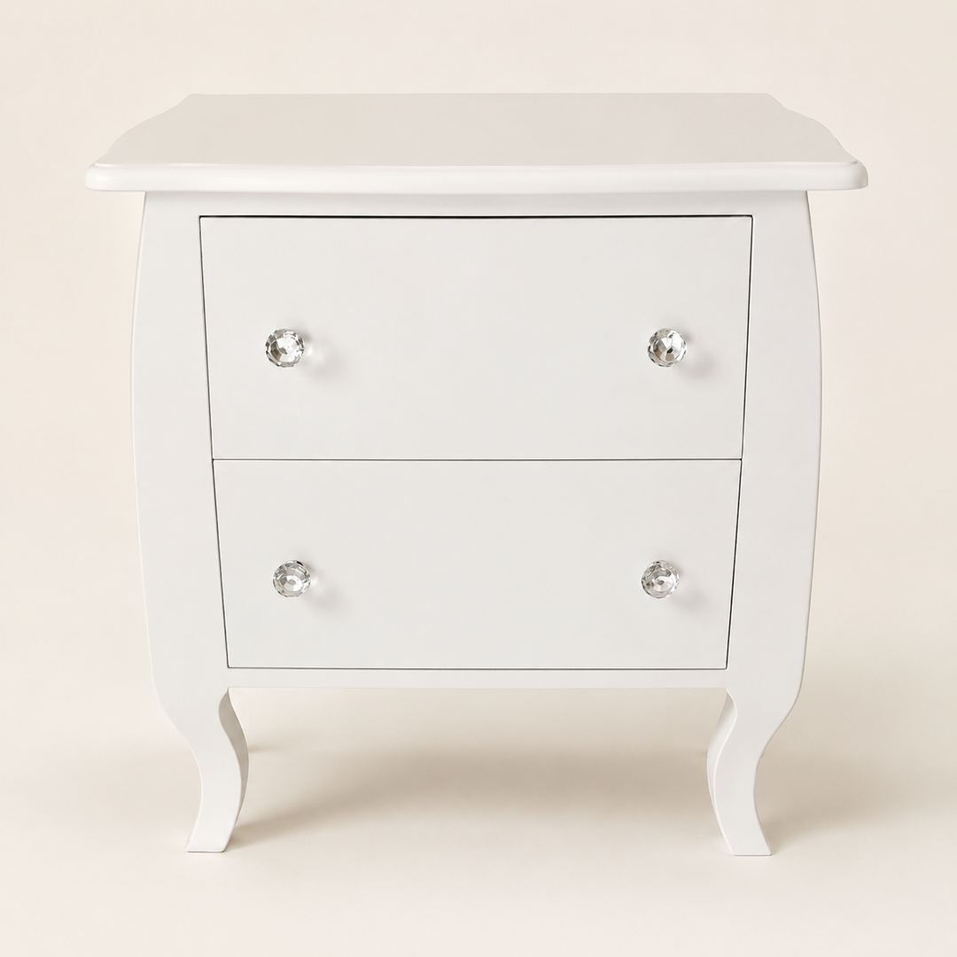 Victor White bedside Table — side profile