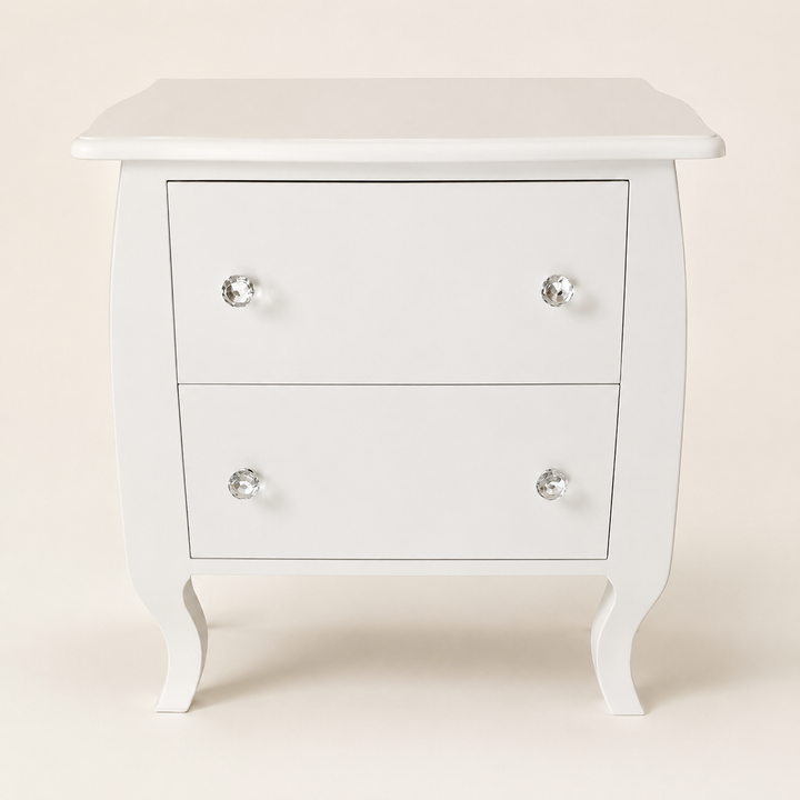 Victor White bedside Table — side profile