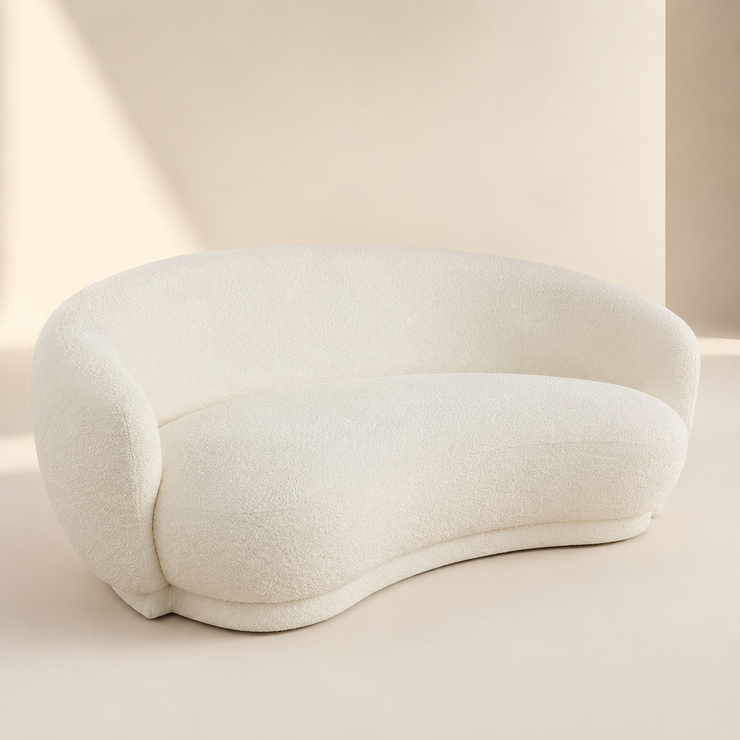 Wales Light Cream 2 Seater Couch 73X190X90cm - opposite three-quarter view