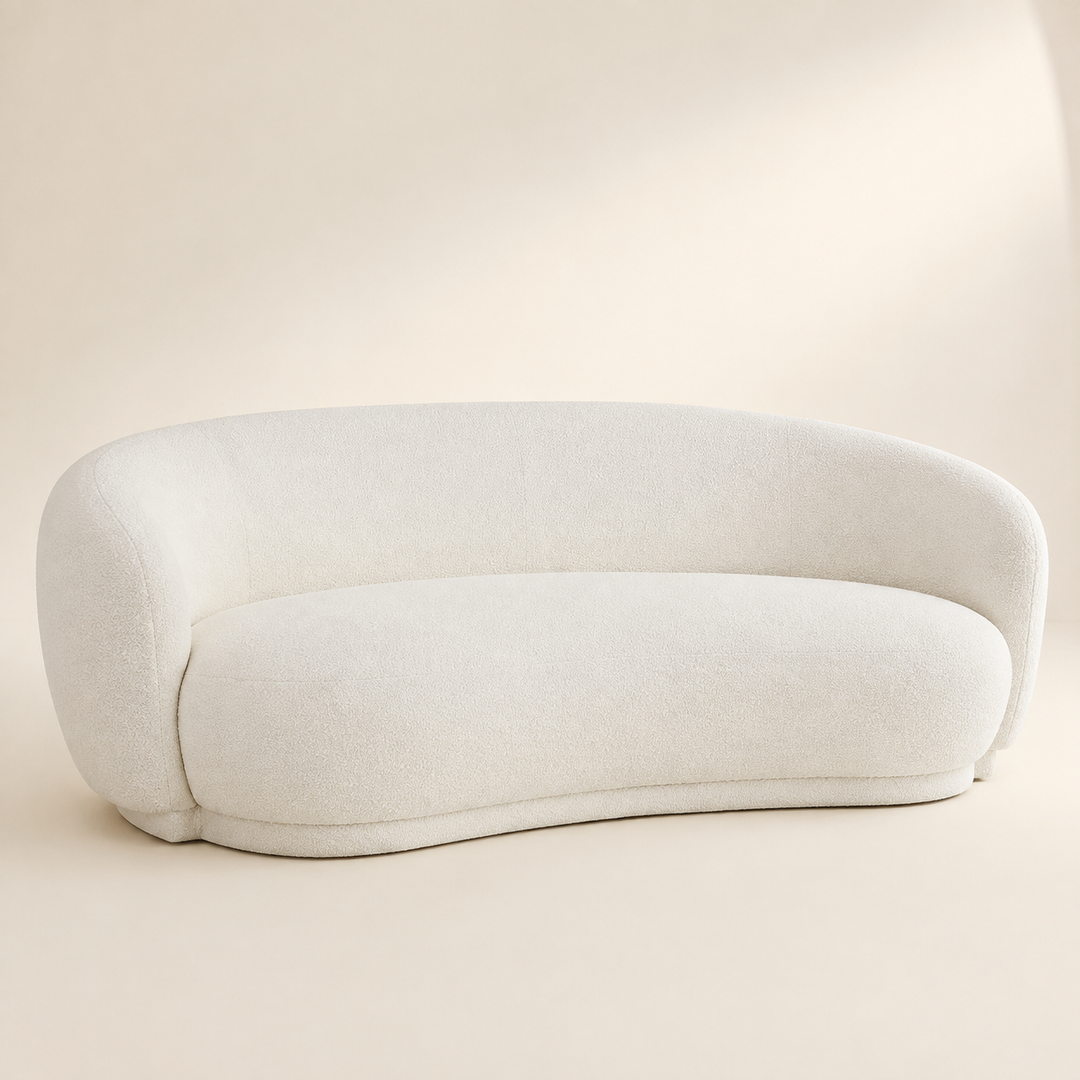 Wales Light Cream 2 Seater Couch 73X190X90cm - side profile