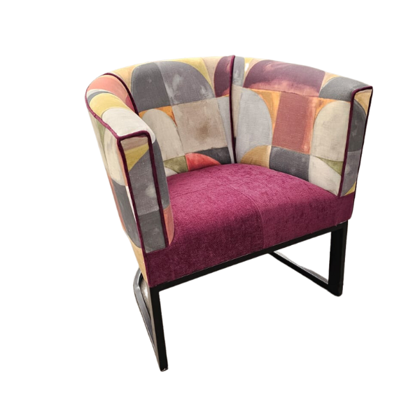Metal tub chair with Stuart Graham Fabric