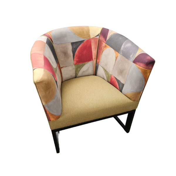 Metal tub chair with stuart graham fabric and Home fabrics
