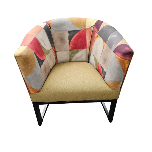 Metal tub chair with stuart graham fabric and Home fabrics