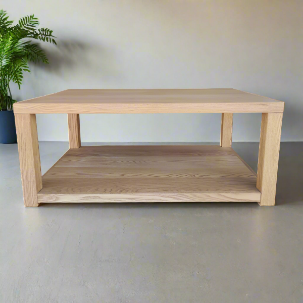 Double top coffee table red oak
