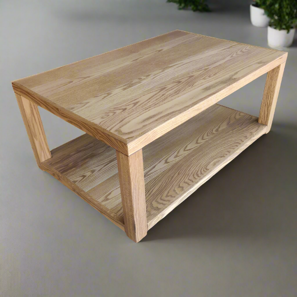 Double top coffee table red oak