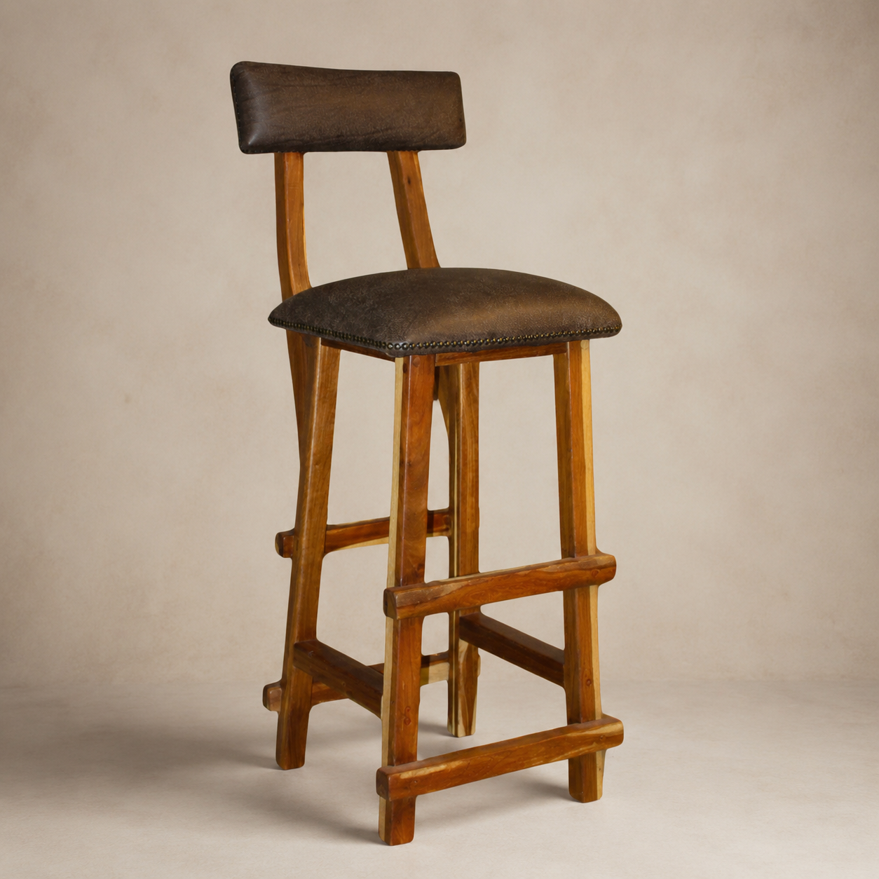 Woodlands Kiaat Classic Bar Stool Chair - opposite three-quarter view