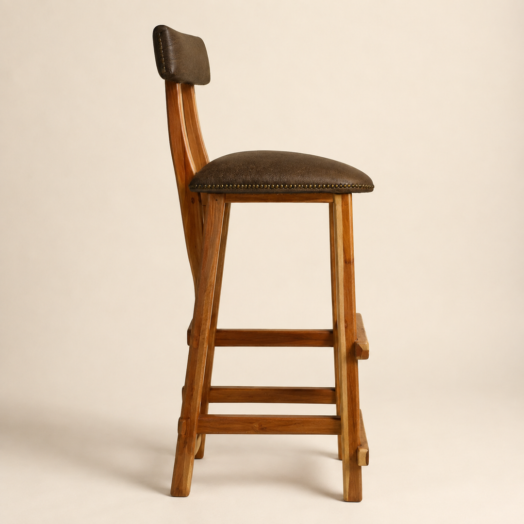 Woodlands Kiaat Classic Bar Stool Chair - side profile