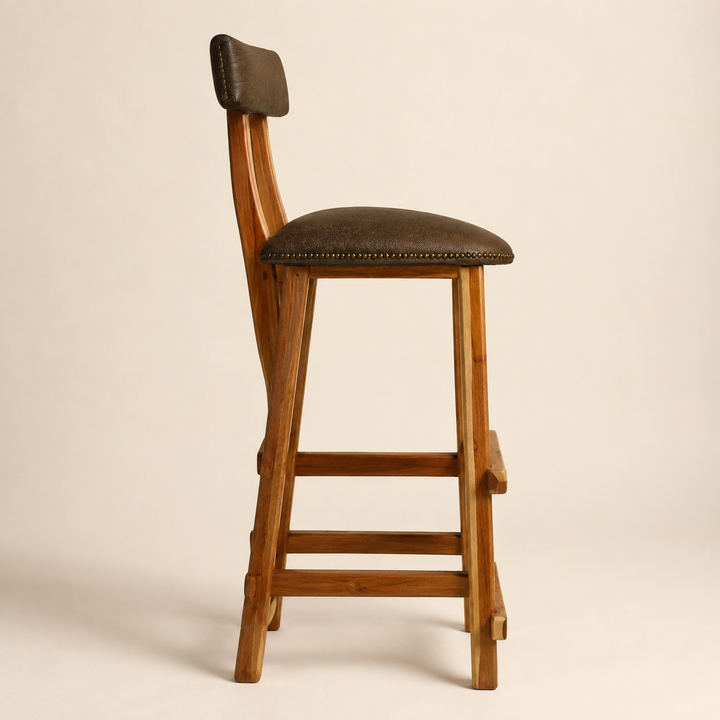 Woodlands Kiaat Classic Bar Stool Chair - side profile