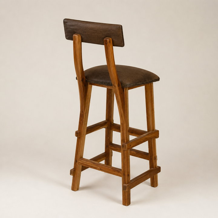 Woodlands Kiaat Classic Bar Stool Chair - rear angle