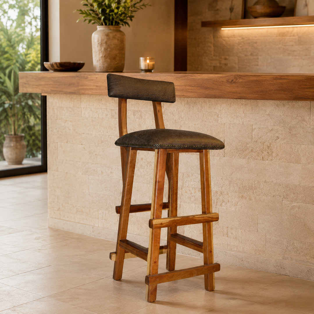 Woodlands Kiaat Classic Bar Stool Chair - luxury lifestyle