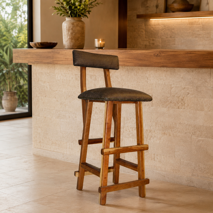 Woodlands Kiaat Classic Bar Stool Chair - luxury lifestyle
