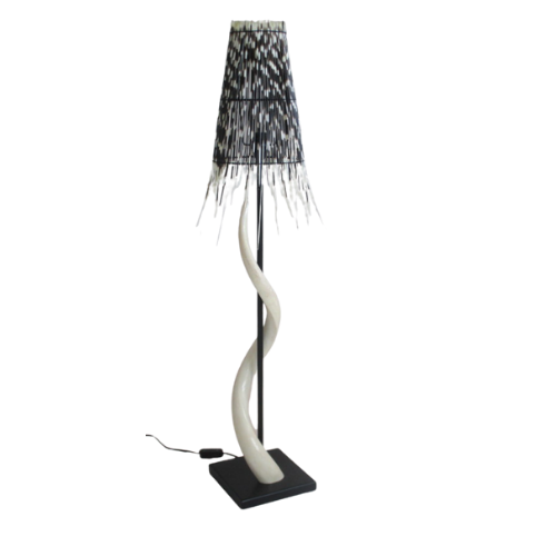 Black Base Kudu Inner Horn Lamp & Quill Shade