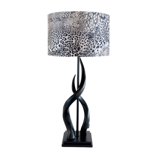 Black Kudu Upright Twist Lamp & Leopard Shade - Unique Boys
