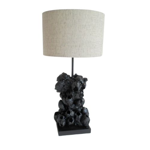 Black Upright Barnacle lamp & Linen Shade Unique Boys