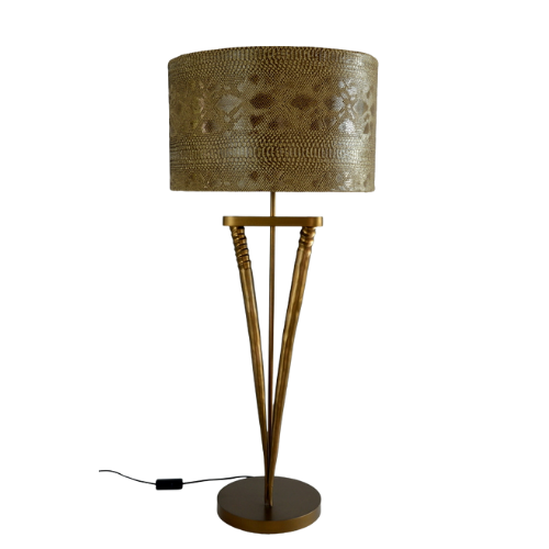 Bronze Duo Gemsbok Lamp & Tan Lizard Shade Unique Boys