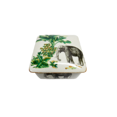 Palm Elephant Box
Unique Ceramic Decor Box
Add a touch of tropical charm to your home with this adorable Palm Elephant Box. Made from ceramic porcelain, it features a delightful square design with an elephant and palm trees.
Key Features
Material: Ceramic porcelain
Size: 11cm (Width) x 6cm (Height)
Design: Elephant and palm trees
Shop at: Unique Boys