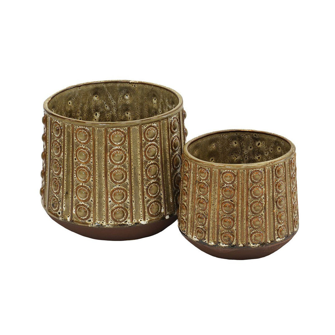 Unique Boys Leopard Stud Votive Set 2 16(H) X 17(D) 12 (H) X 13 (D) Ceramic Pots Votive New Arrivals