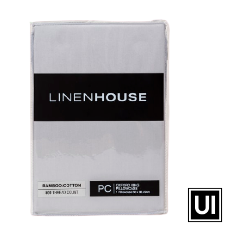 Linen House Elka bamboo king pillowcase in silver