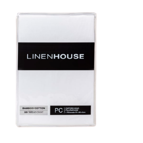 Linen House Elka Bamboo 500 Thread Count Oxford King Pillowcase SIlver