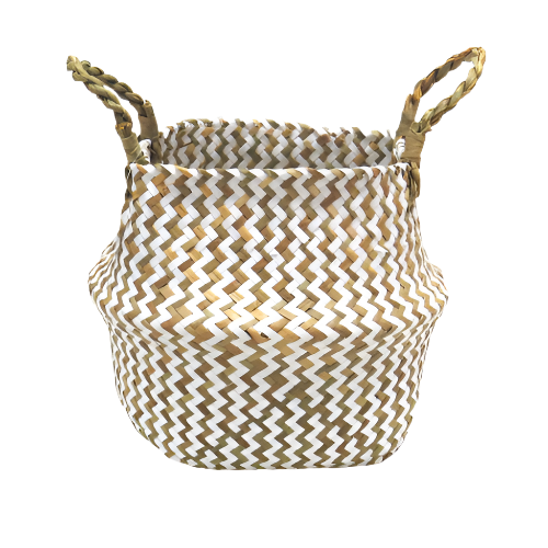 Product Details: Persell Basket
Description: A unique and beautifully finished basket featuring chevron weaving in white and natural colors.
Material: Natural fibers with twisted handles
Size: 22cm x 28cm x 24cm
Features:
Chevron weaving pattern
Natural twisted handles for a secure grip
Uses:
Outdoor decor: Add a touch of natural elegance to your patio, garden, or pool area.
Storage: Perfect for storing books, magazines, or other small items.
Store: Unique Boys, offering trendy decor that stays forever in s