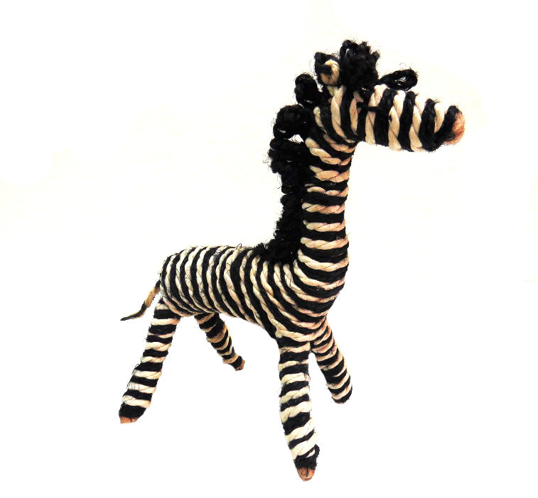 Product Description: Handmade Zebra
Add a touch of whimsy to your home with this charming handmade Zebra decorative piece. Crafted from natural jute sisal and cotton, this unique piece stands 17cm x 19cm tall and boasts a naive and quirky design.
