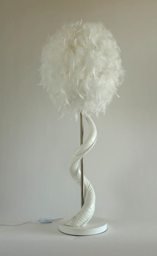 Unique Interiors Lifestyle Kudu horn lamp with feather Ball shade large lamp
