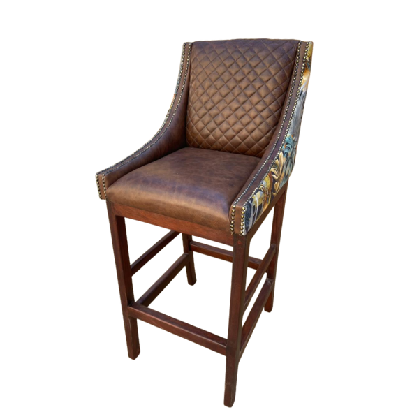 Lincon Modern Upholstered Stool Leather and Fabric