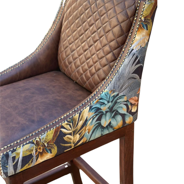 Lincon Modern Upholstered Stool Leather and Fabric