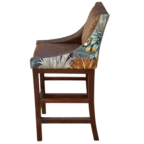 Lincon Modern Upholstered Stool Leather and Fabric