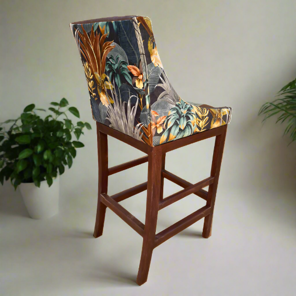 Lincon Modern Upholstered Stool Leather and Fabric