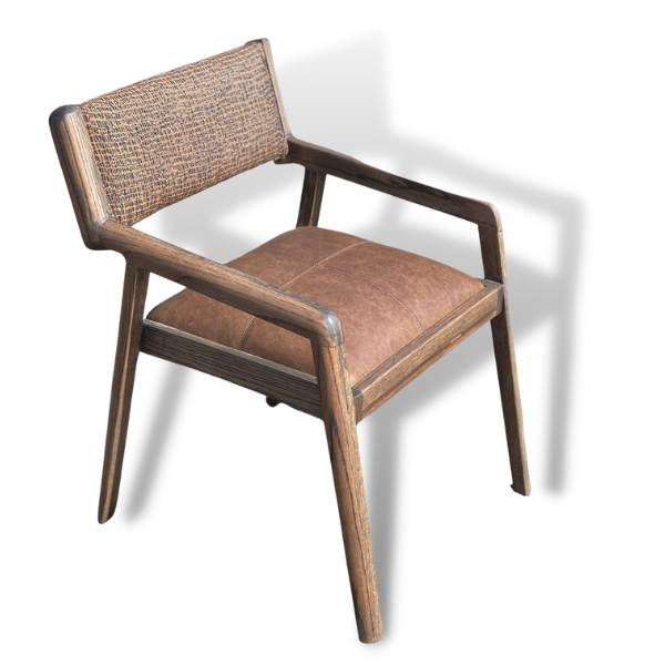 Red Oak Texan chair with leather and fabric