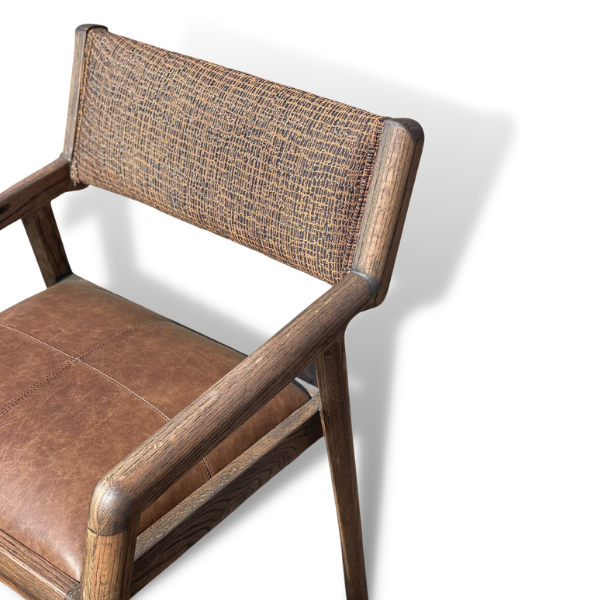 Red Oak Texan chair with leather and fabric